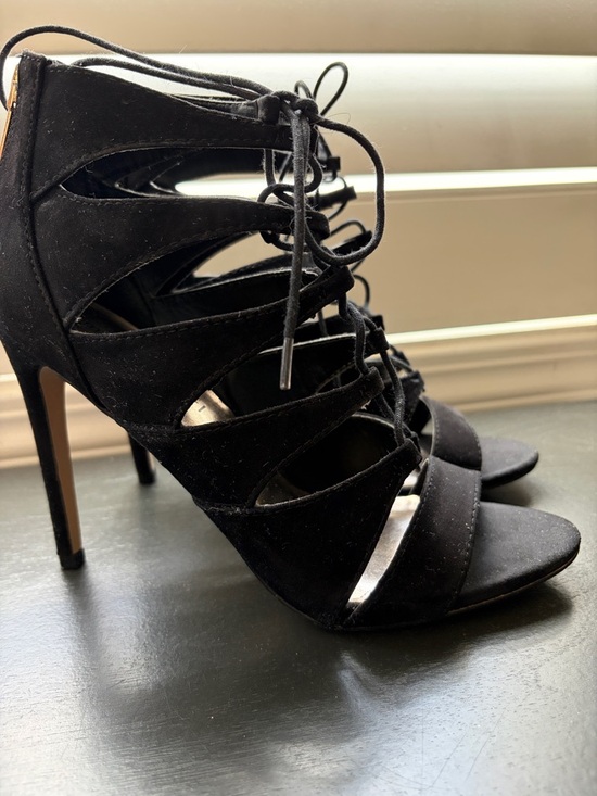 Madden Girl Shoes - Madden Girl Black Lace-Up Cutout Stiletto Heels
